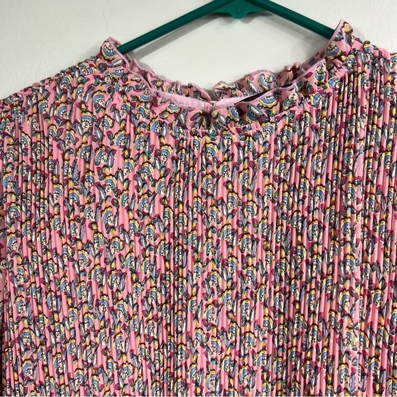 Code X MODE long sleeve pleated chiffon mini dress Sz M - Picture 6 of 10